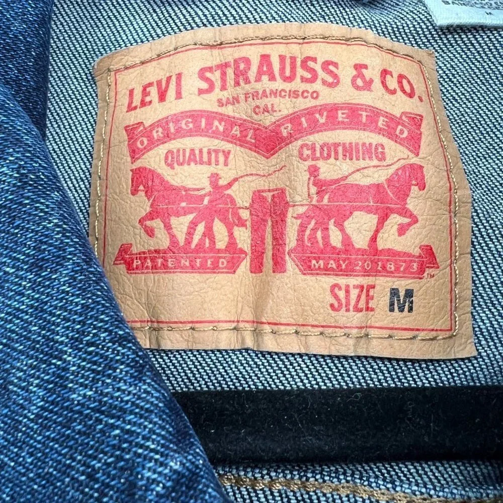 Levis Button Medium Wash Cotton Denim Jean Jacket sz M - Picture 10 of 15